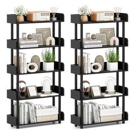 Costway - 2 PCS 5-Tier Bookshelf Open Bookcase with Anti-Tipping Kit Storage Unit for Bedroom - Black