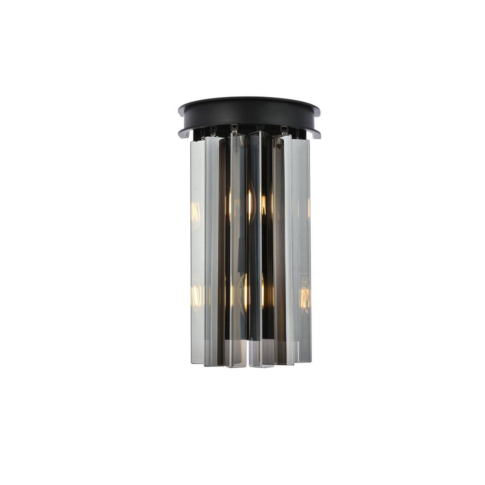 Alt View 4. Urban Classic - Sydney 2 light Matte Black Wall Sconce Silver Shade (Grey) Royal Cut Crystal - Matte Black.