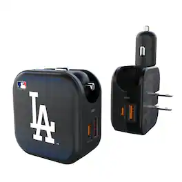 Keyscaper - Los Angeles Dodgers 2-in-1 USB A/C Charger - Black
