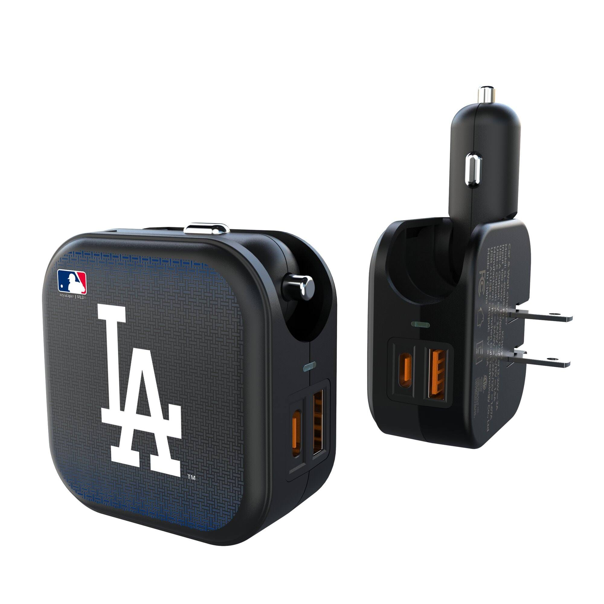Front. Keyscaper - Los Angeles Dodgers 2-in-1 USB A/C Charger - Black.