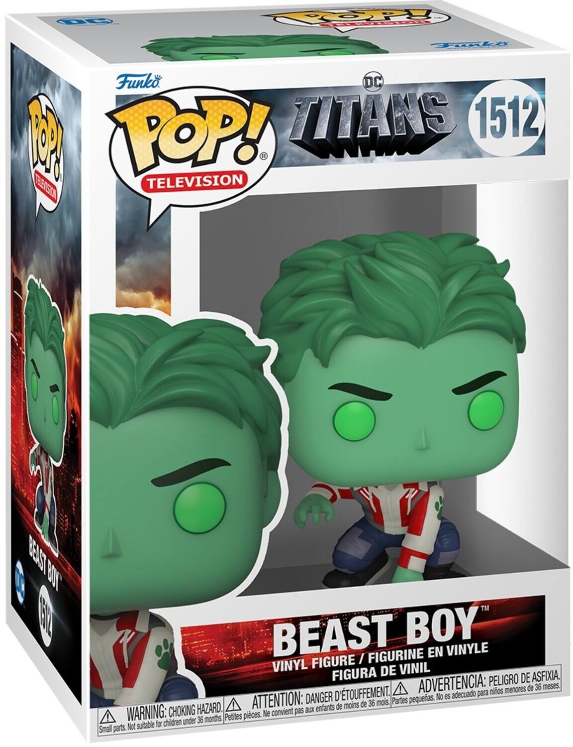 Funko POP! Television DC Titans 1512 Beast Boy figurine en vinyle / figurine en vinyle / figura de vinil

Attention: Danger d'étouffement. Peligro de asfixia. Advertencia: peligro de asfixia. Warning: choking hazard. No es adecuado para niños menores de 36 meses. Partes pequeñas. Not suitable for children under 36 months. Petites pièces. Small parts.