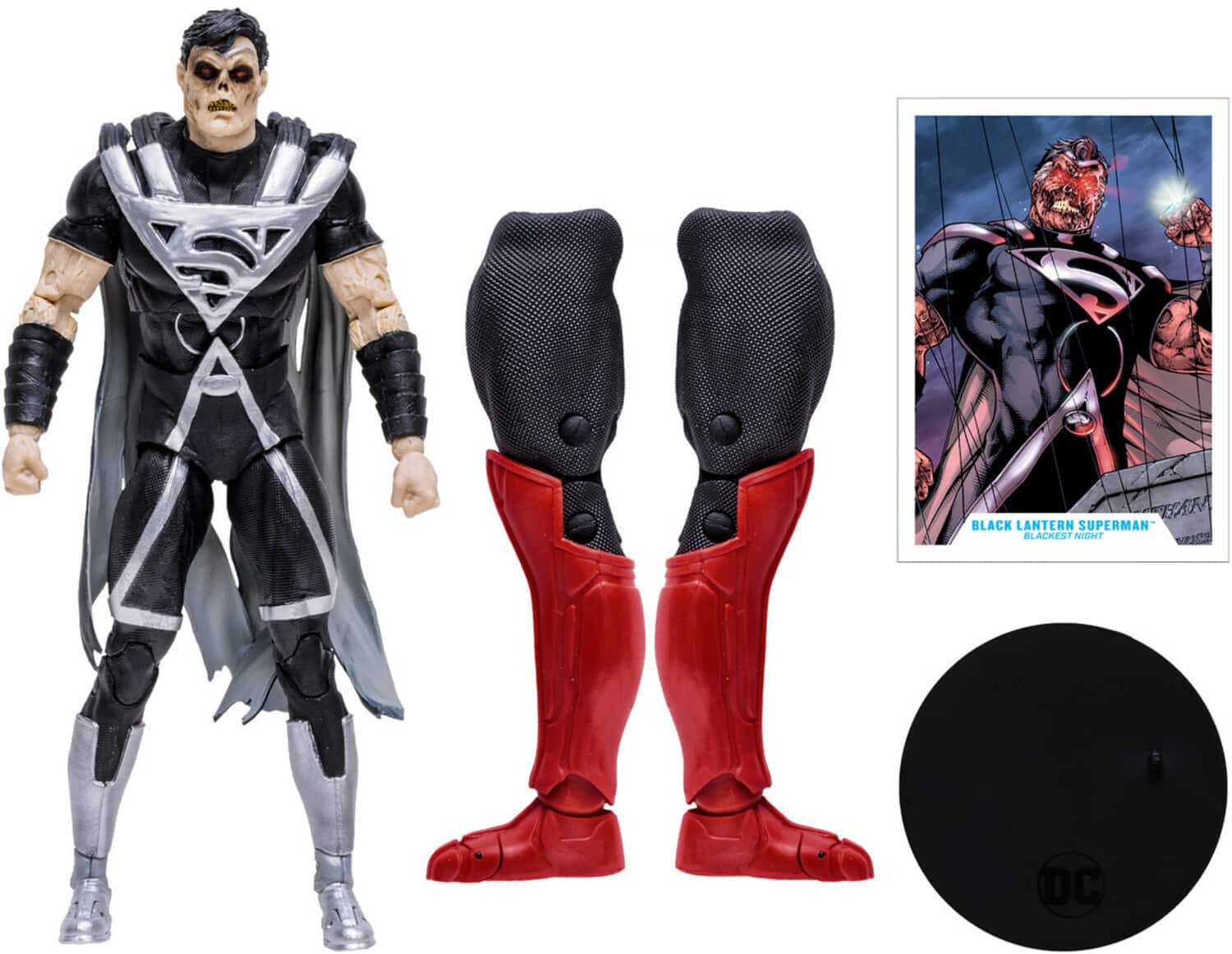 McFarlane Toys - DC Multiverse - Blackest Night - 7" Black Lantern Superman Build-A Action Figure - COLLECTABLES - Multicolor
