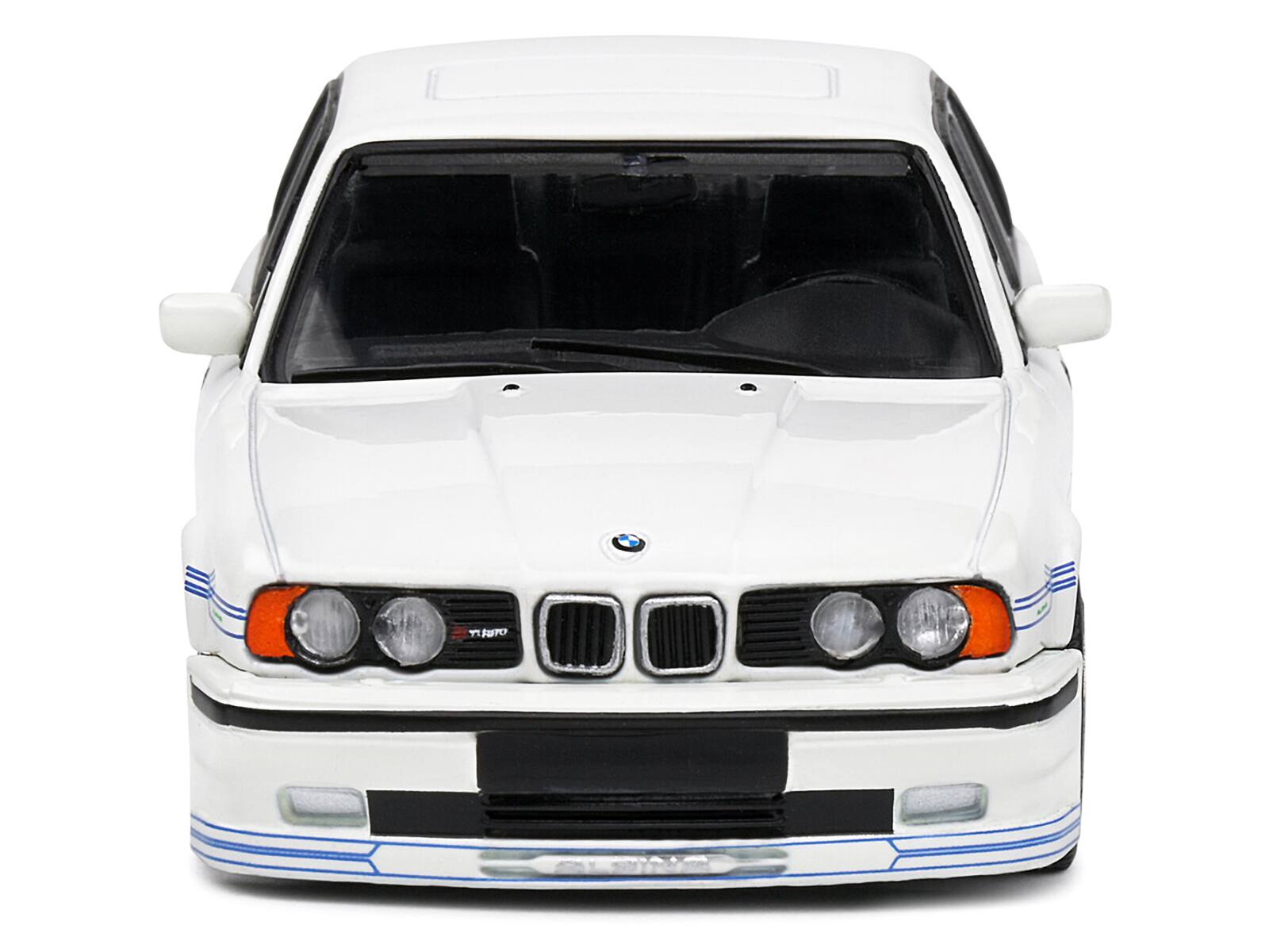 Back. Solido - 1994 BMW E34 Alpina B10 BiTurbo White with Blue Stripes 1/43 Diecast Model Car by Solido - White And Blue.