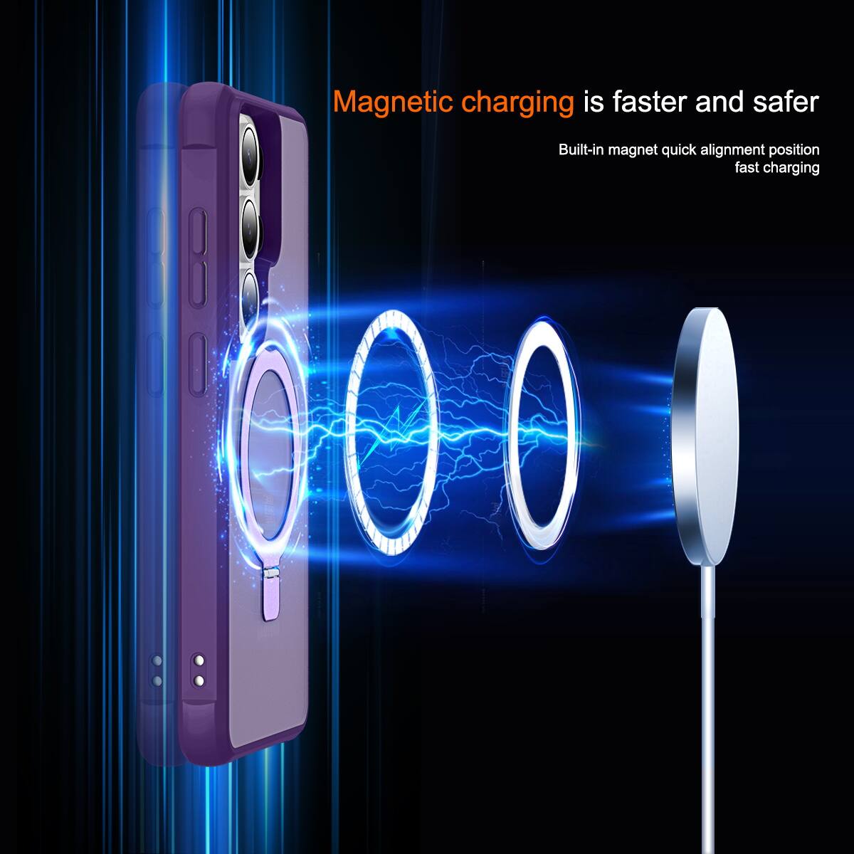 Magnetic charging is faster and safer. Built-in magnet quick alignment position fast charging.