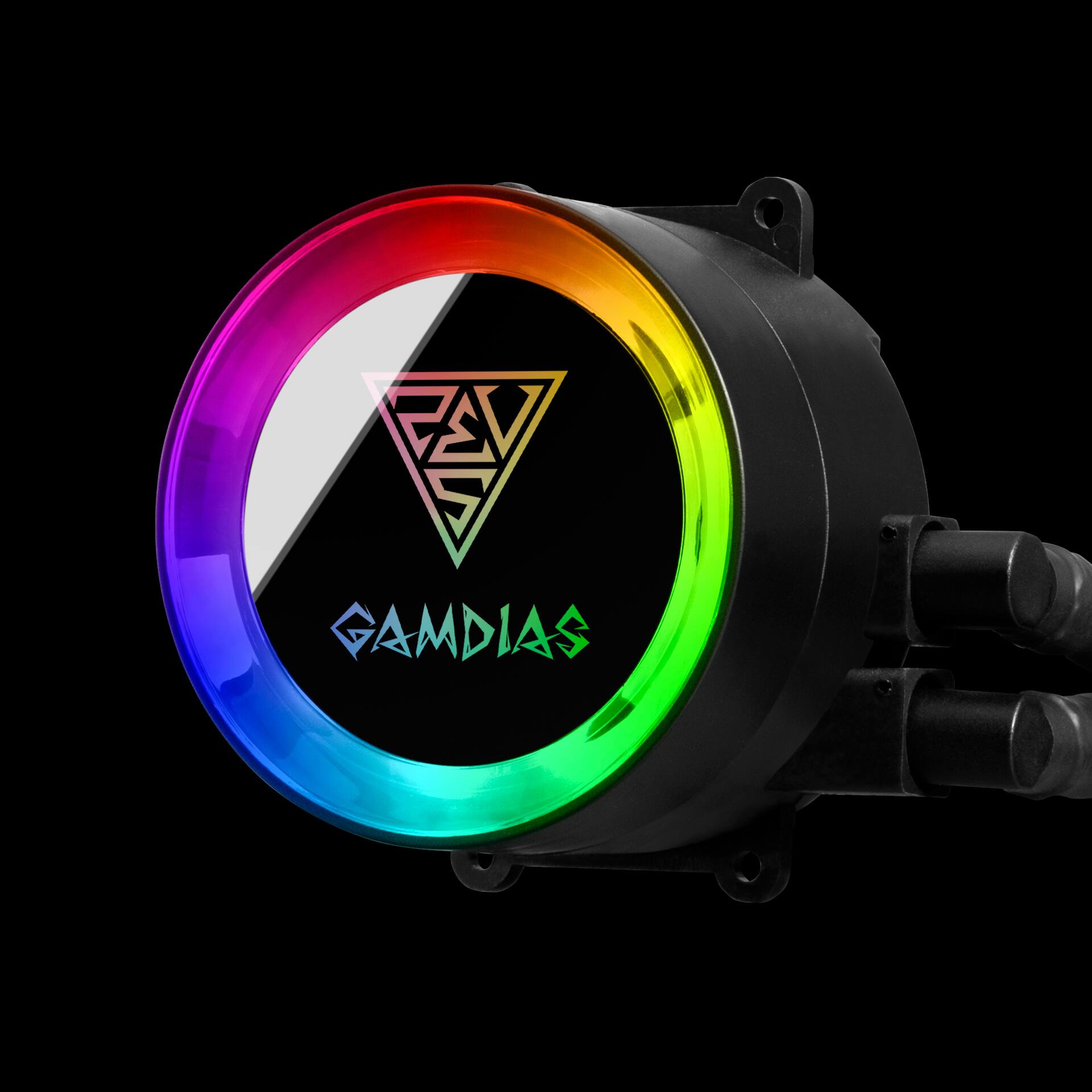 Alt View 3. GAMDIAS - CHIONE P2-360R 360mm AIO RGB Liquid CPU Cooler with Trio-Loop RGB Fans, Mirror Pump & PWM Control, GD-CHIONE P2-360R - Black.