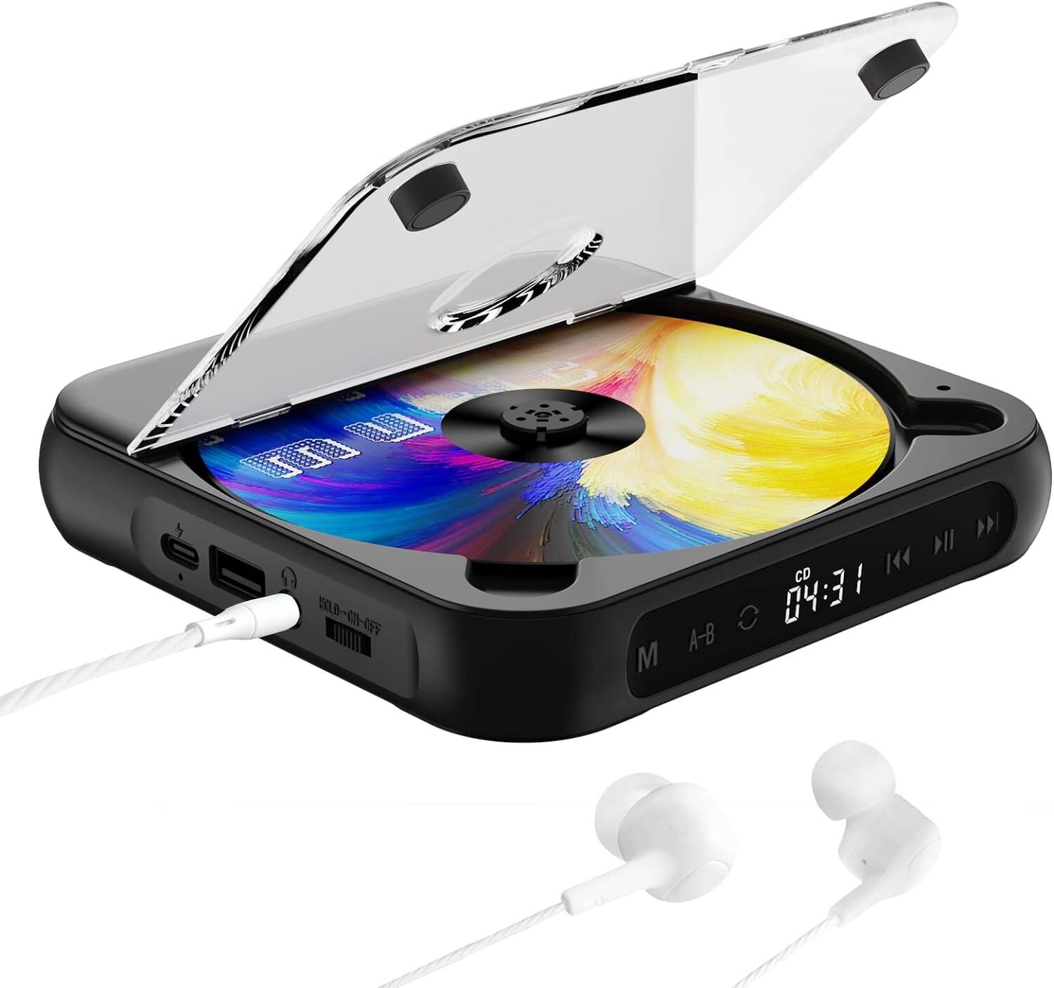 Skanty Furniture - Portable CD Player,Mini CD Player with Bluetooth,Rechargeable Small CD Player with Headphones for Car Travel