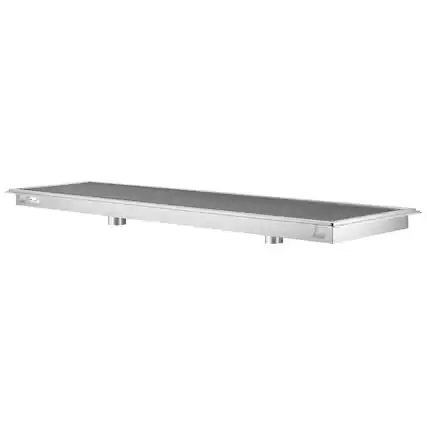 Front. Koolmore - 24" x 108" Stainless Steel Floor Trough Drain, 14-Gauge with Subway-Style Grating & Removable Drain Basket, NSF Listed - Stainless-Steel.