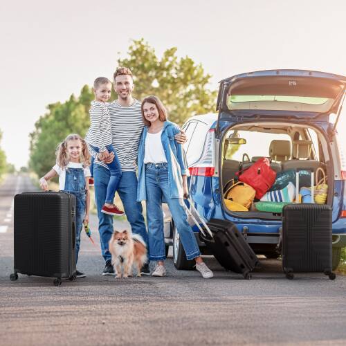 Alt View 9. Winado - 3-in-1 20" 24" 28" Trolley Carry On Luggage Set Spinner Wheels Lightweigh Hardside PP Suitcase Sets with Built-in Lock - Black.