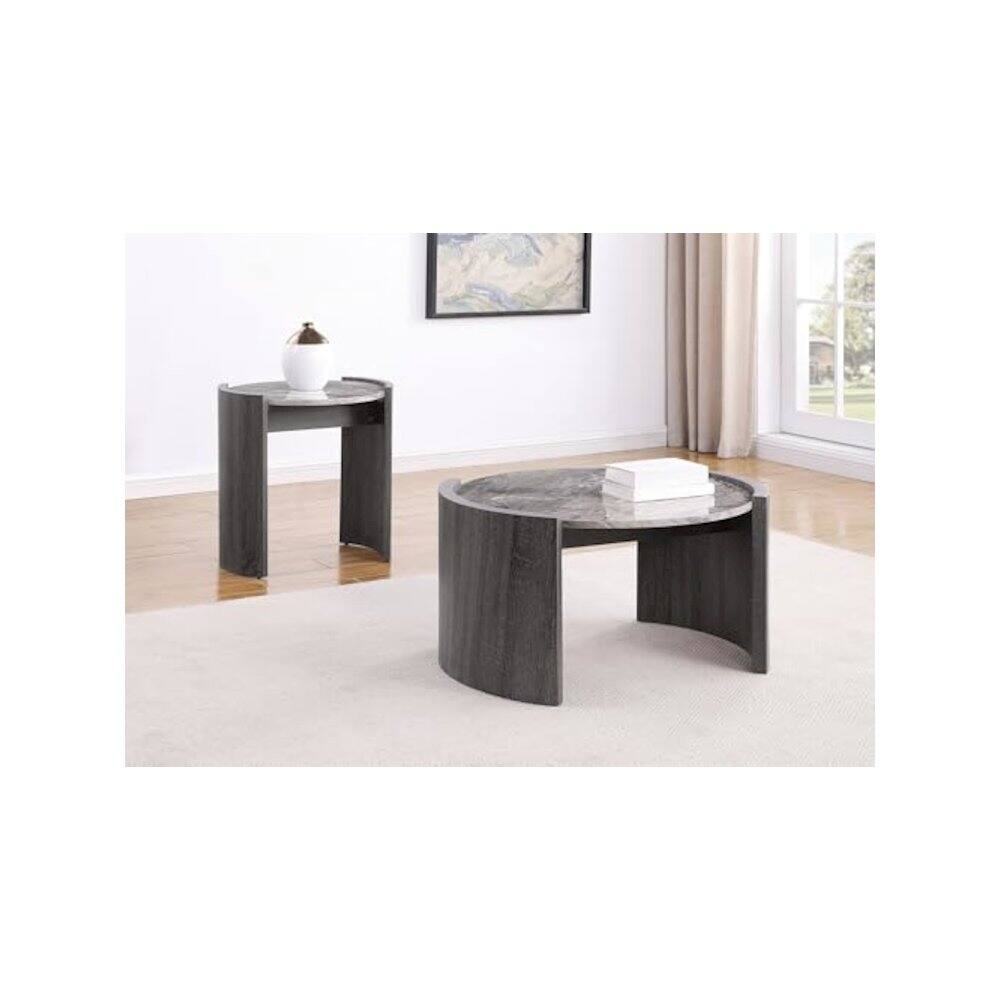 Angle. Coaster Co. of America - Gladstone 2-piece Coffee and End Table Set Distressed Grey - Distressed Grey.