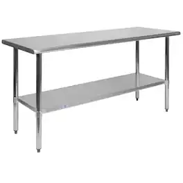 Flash Furniture - Reese Stainless Steel 18 Gauge Prep and Work Table with Undershelf - NSF Certified - 60"W x 24"D x 34.5"H - Gray