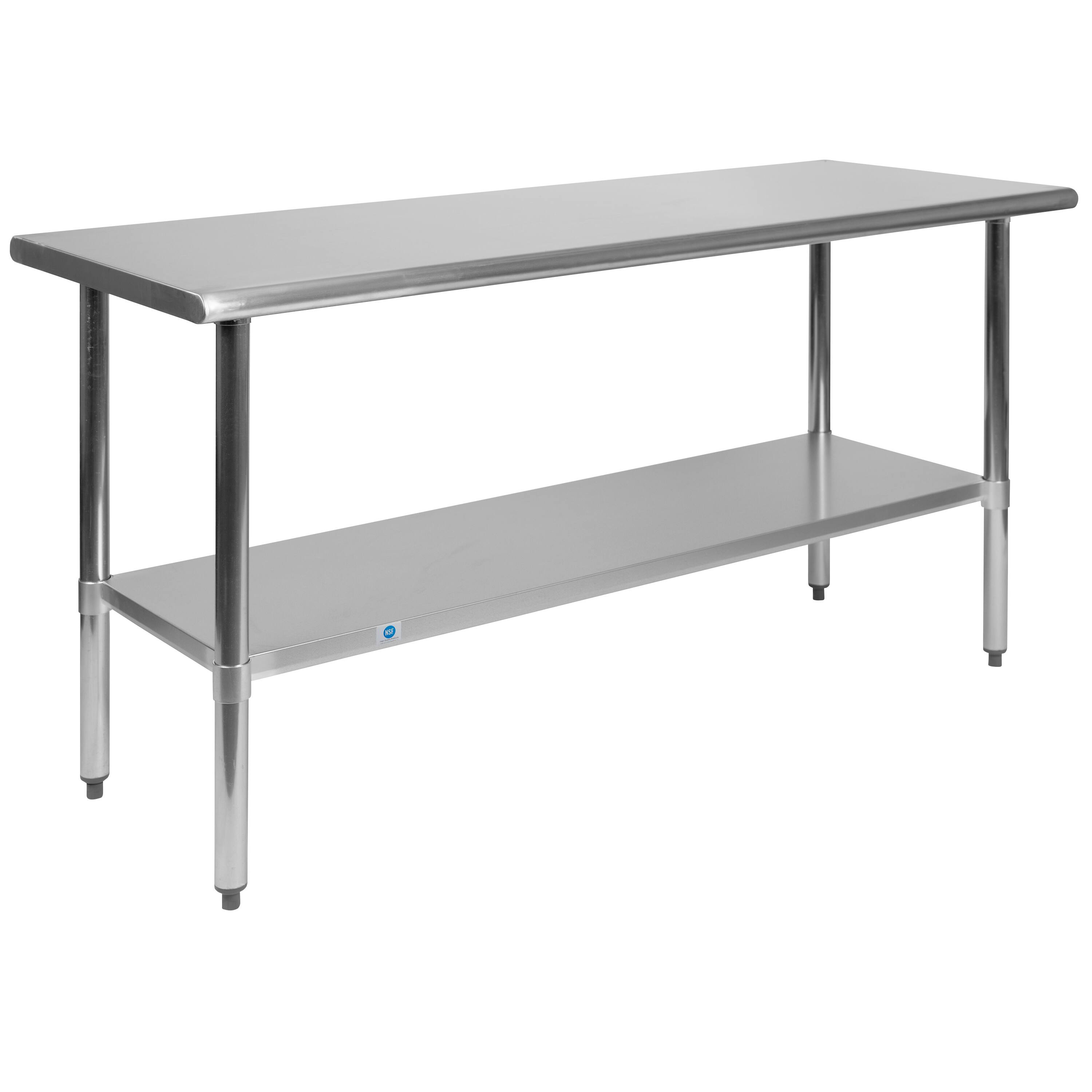Front. Emma + Oliver - Stainless Steel 18 Gauge Prep and Work Table with Undershelf - Stainless Steel.