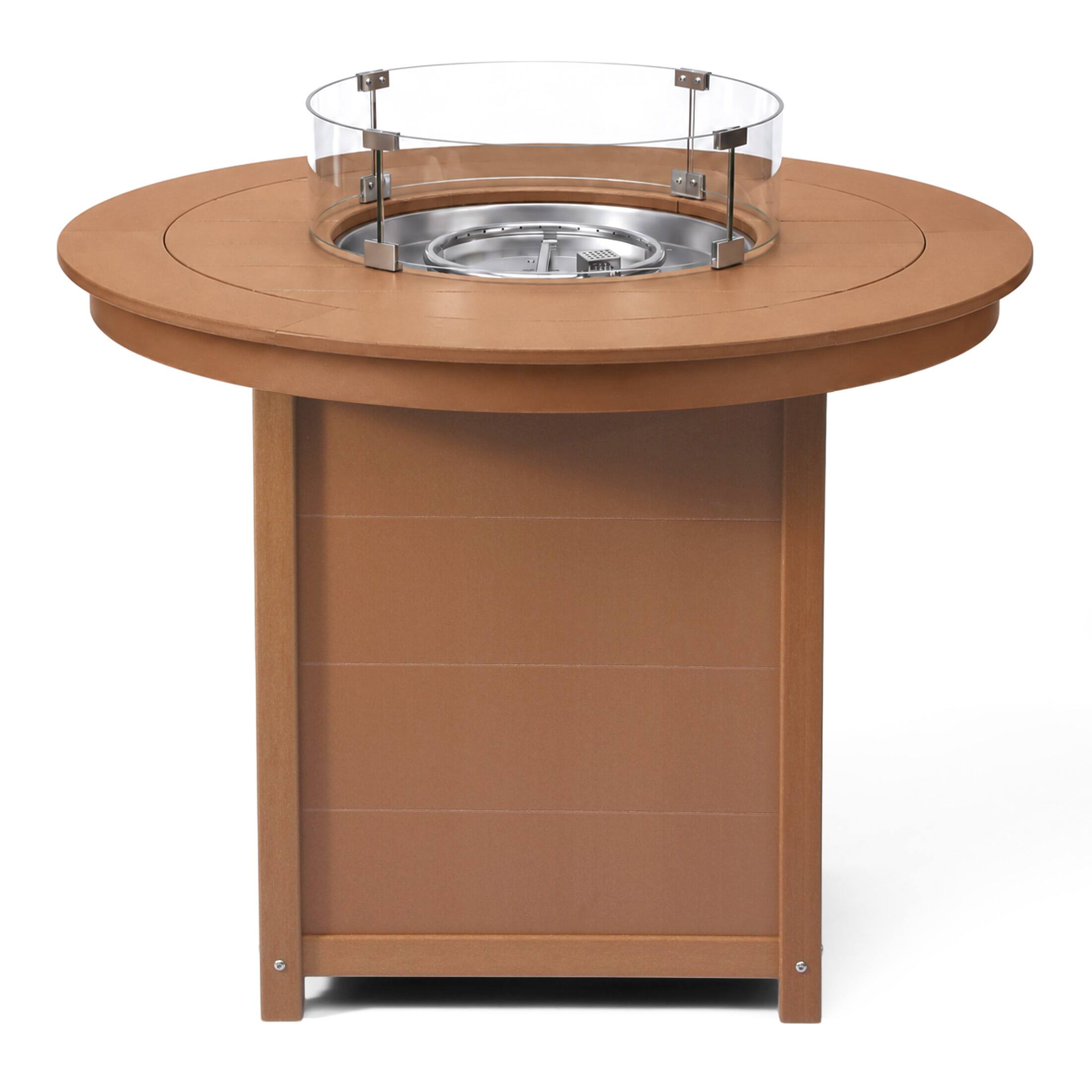 Back. WestinTrends - WestinTrends Helios 47" Modern Outdoor Patio Propane Round Counter Height Fire Pit Table - Teak.