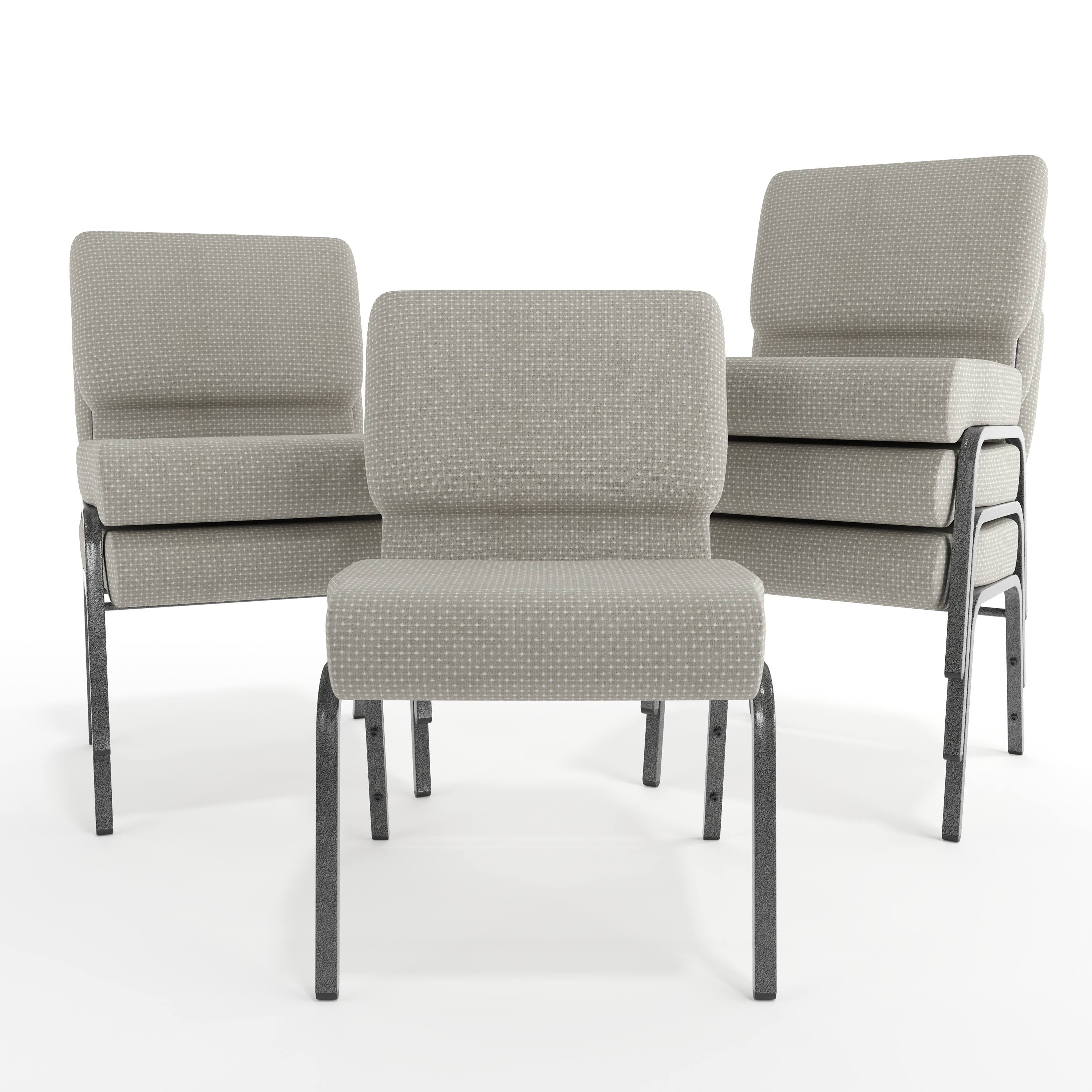 Alt View 10. Emma + Oliver - 21"W Stackable Church/Reception Guest Chair - Gray Dot Fabric/Silver Vein Frame.