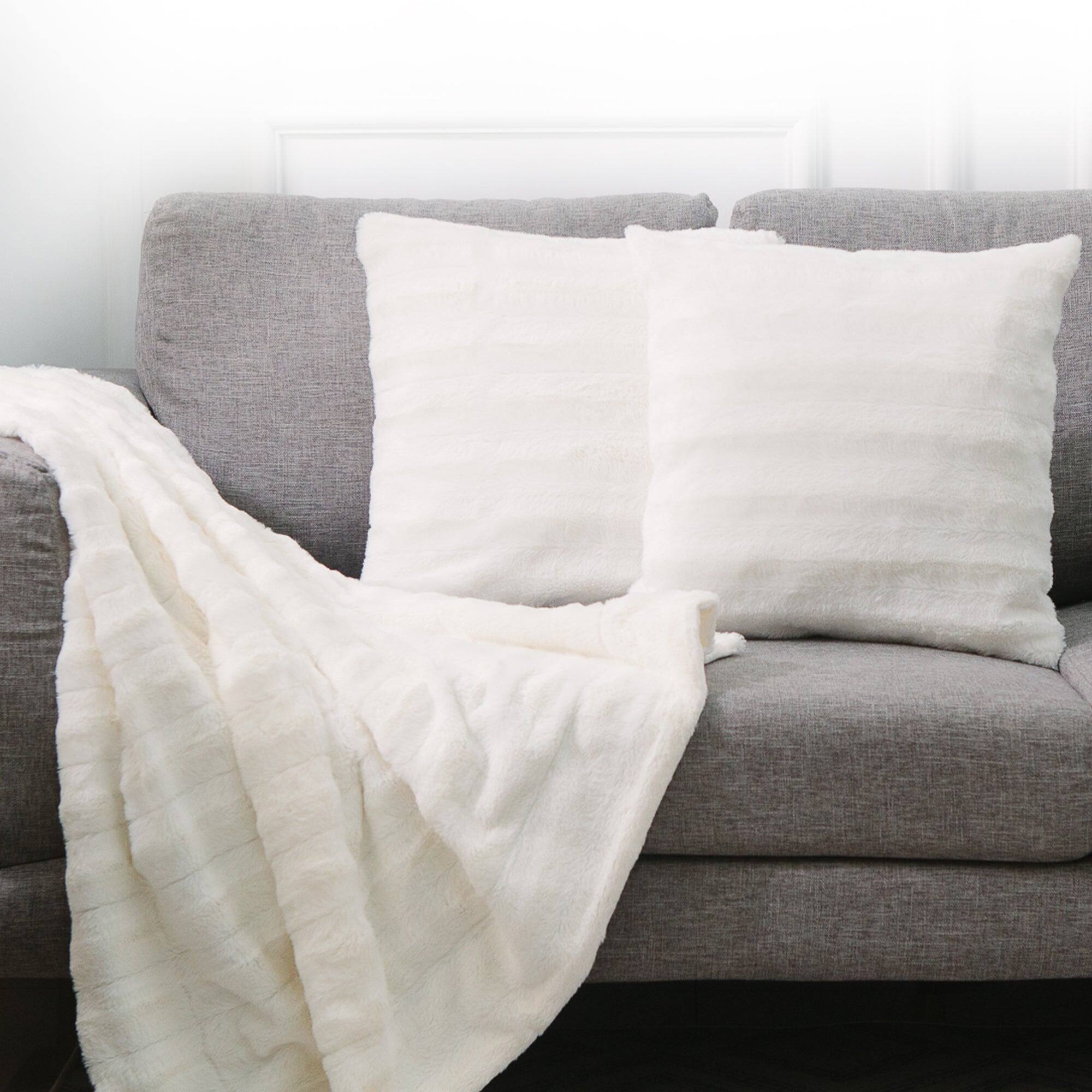 Alt View 8. Cheer Collection - Faux Fur Throw Pillows - Decorative Accent Pillows for Couch, Bed, or Living Room - Grey.