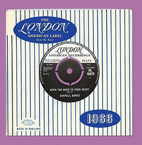 THE LONDON AMERICAN LABEL  
Year by Year  

RECORDED PURLID THE LONDON PERFORMANCE I BRDADCASTING AMERICAN RECORDINGS OF AND MADE TN ENCLAND  
45 R.P.M M 1966  
Recorded by MSC.75K  
REVILOT, USA  
HL 10070  

RECORO  
ALL OPEN THE DOOR TO YOUR HEART (u)  
DARRELL BANKS  

MADE IN ENGLAND 1966
