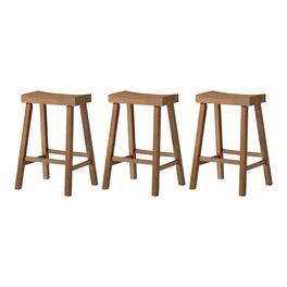 Maven Lane - Vincent Wooden Rustic Aesthetic Kitchen Counter Stool, Set of 3 - Antiqued Natural
