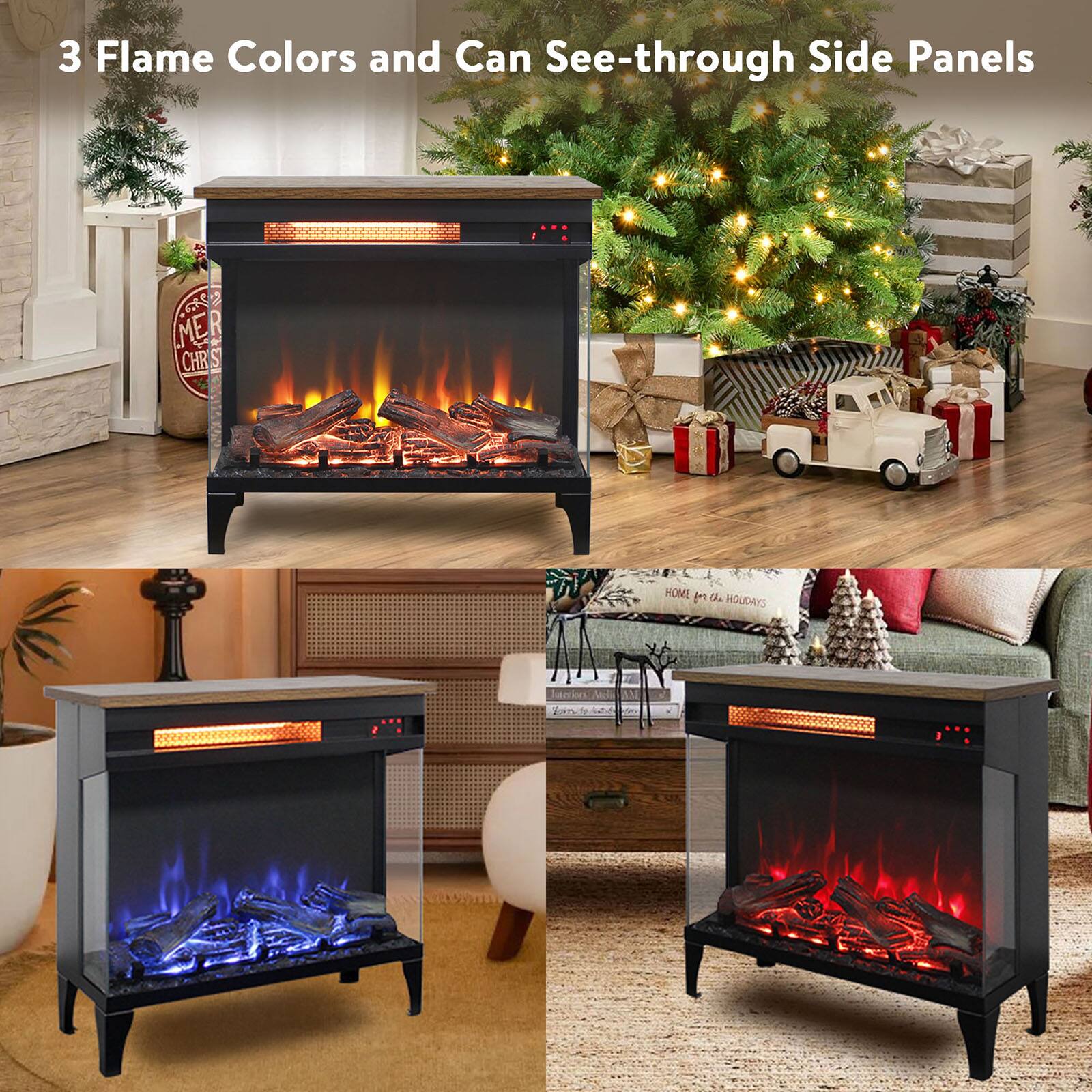 3 Flame Colors and Can See-through Side Panels