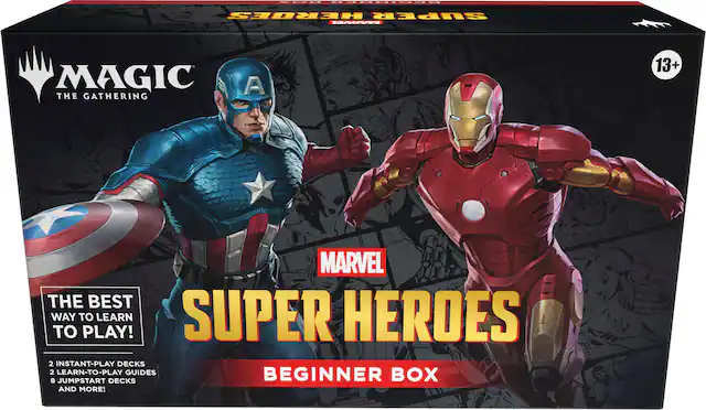 - MENU: HERDES SUPER HEROES MAGIC THE GATHERING A 13+ MARVEL THE BEST WAY TO PLAY! LEARN SUPER HEROES 2 INSTANT-PLAY DECKS 2 LEARN-TO-PLAY GUIDES BEGINNER BOX 8 JUMPSTART DECKS AND MORE!