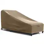 Front. KHOMO GEAR - Heavy-Duty Patio Chaise Lounge Chair Cover, Waterproof Outdoor Furniture Protector, Fade & Weather Resistant - Brown.