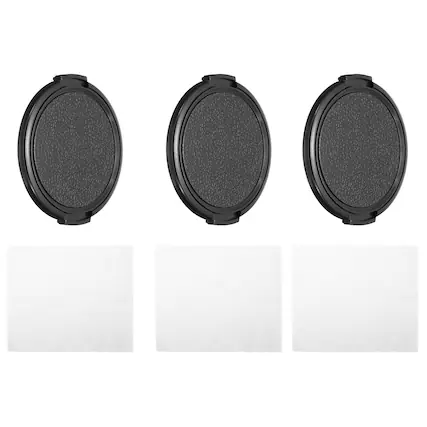 Front. Unique Bargains - 3pcs 62mm Sides Pinch Lens Cap with Cloth for Nikon/Fujifilm/Pentax/Leica - Black.