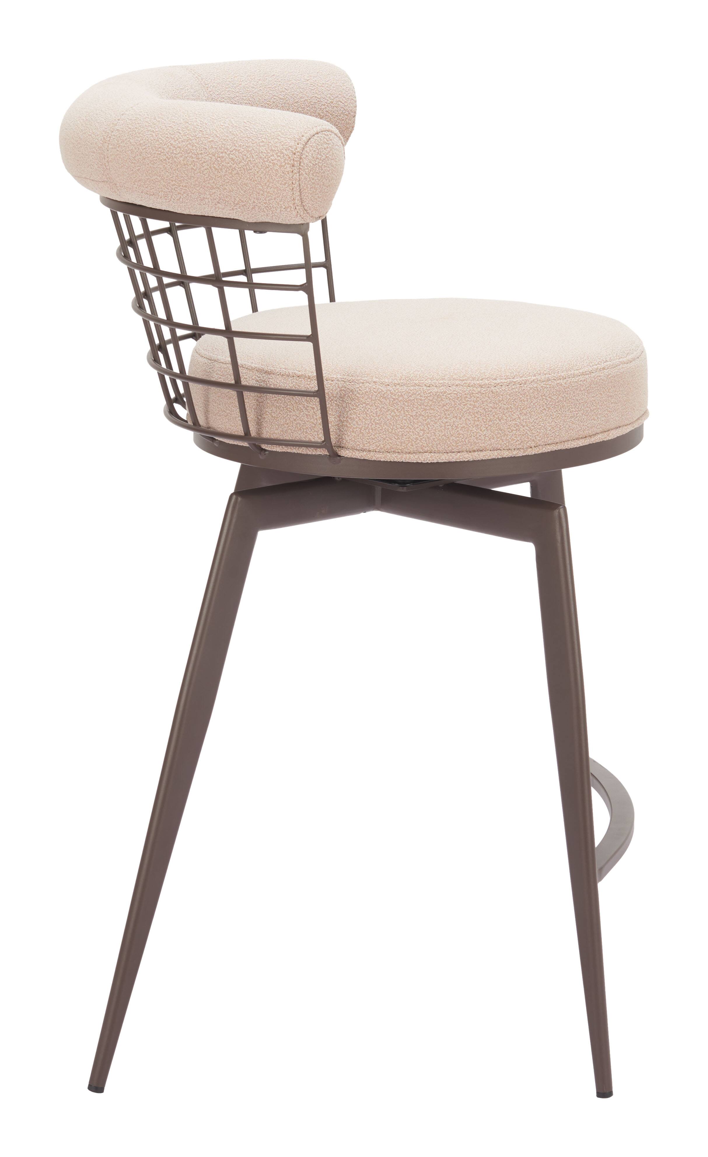 Back. Hivvago - Saku Swivel Counter Stool Beige & Brown - Beige & Brown.