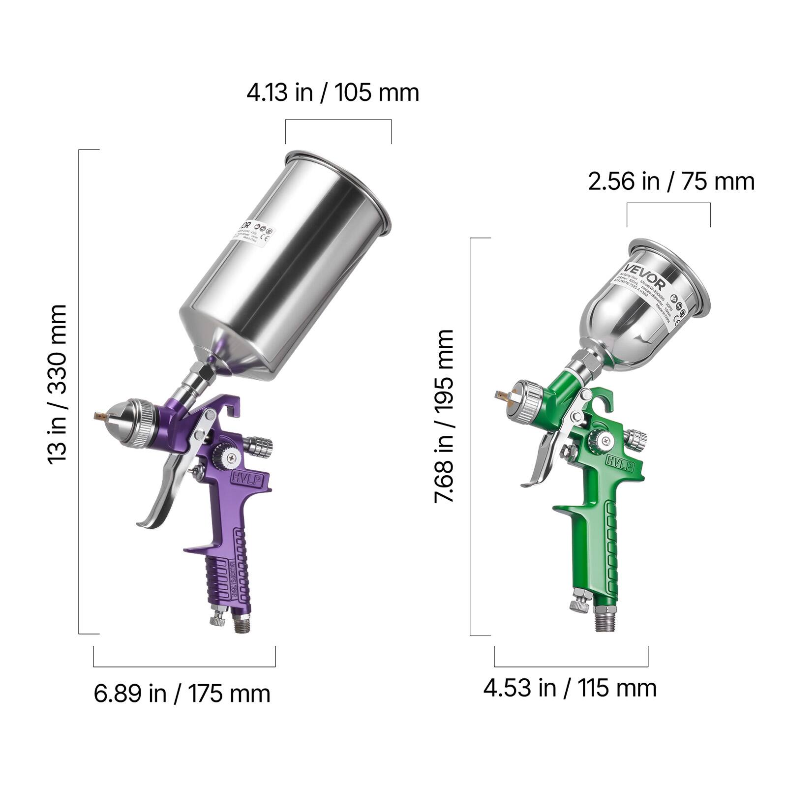 4.13 in / 105 mm  
2.56 in / 75 mm  
13 in / 330 mm  
7.68 in / 195 mm  
6.89 in / 175 mm  
4.53 in / 115 mm