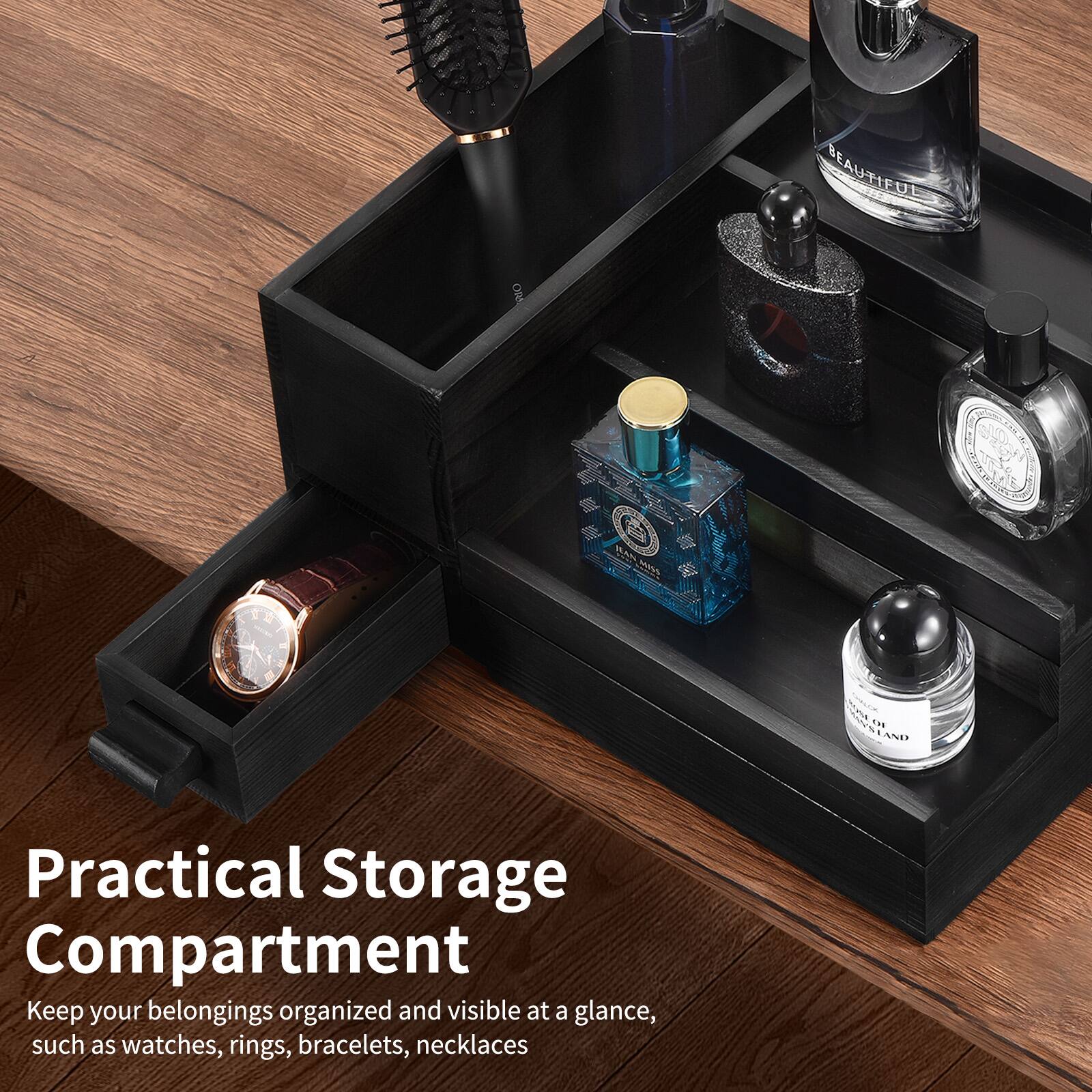 Practical Storage Compartment

Keep your belongings organized and visible at a glance, such as watches, rings, bracelets, necklaces