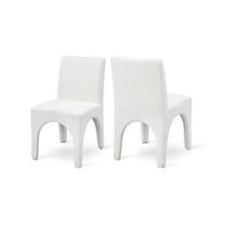 Meridian Furniture - Gramercy Cream Linen Textured Fabric Dining Chair, Set of 2 - Beige