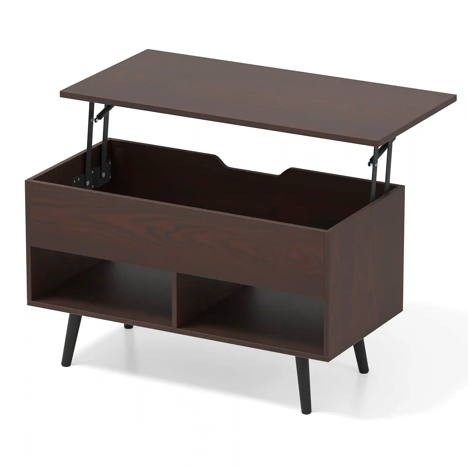 Costway - 31.5" Lift Top CoffeeTable ModernTable with Hidden Compartment&Wood Legs For Home - Brown