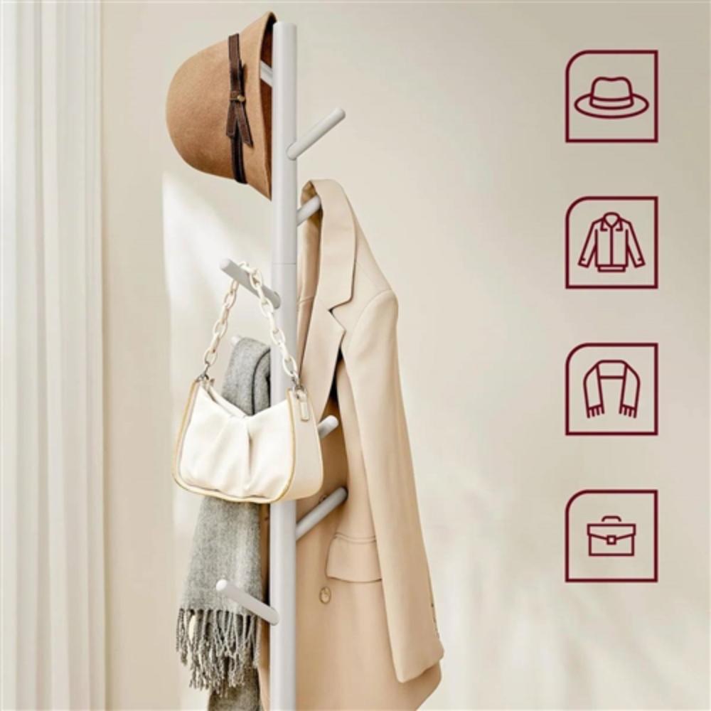 Left. Hivvago - Modern Farmhouse Solid Wood Coat Rack Entryway Hall Tree Hat Stand in Light Grey - Light Grey.