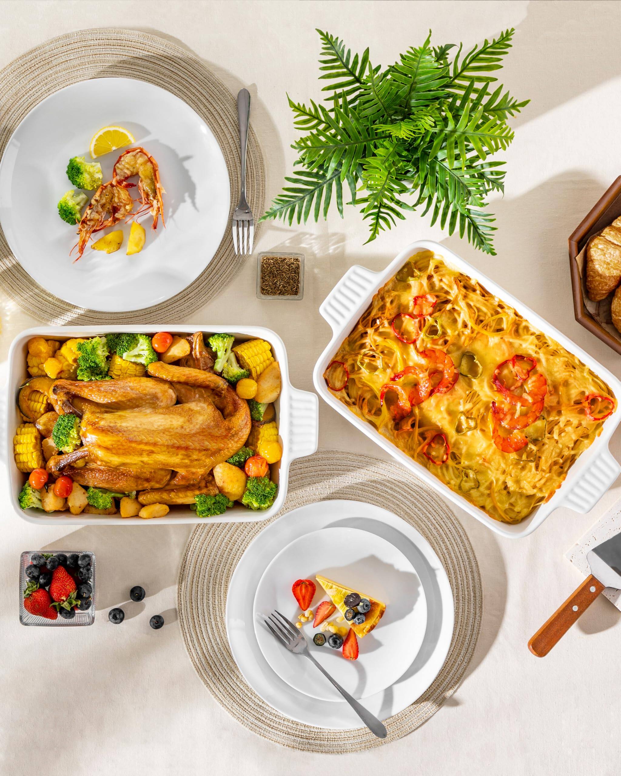 Alt View 3. Stylel Star - 4.4 Qt Baking Dish 9x13 Large Casserole For Oven Ceramic Pan Rectangular Lasagna Deep With Handles Durable Microwave.