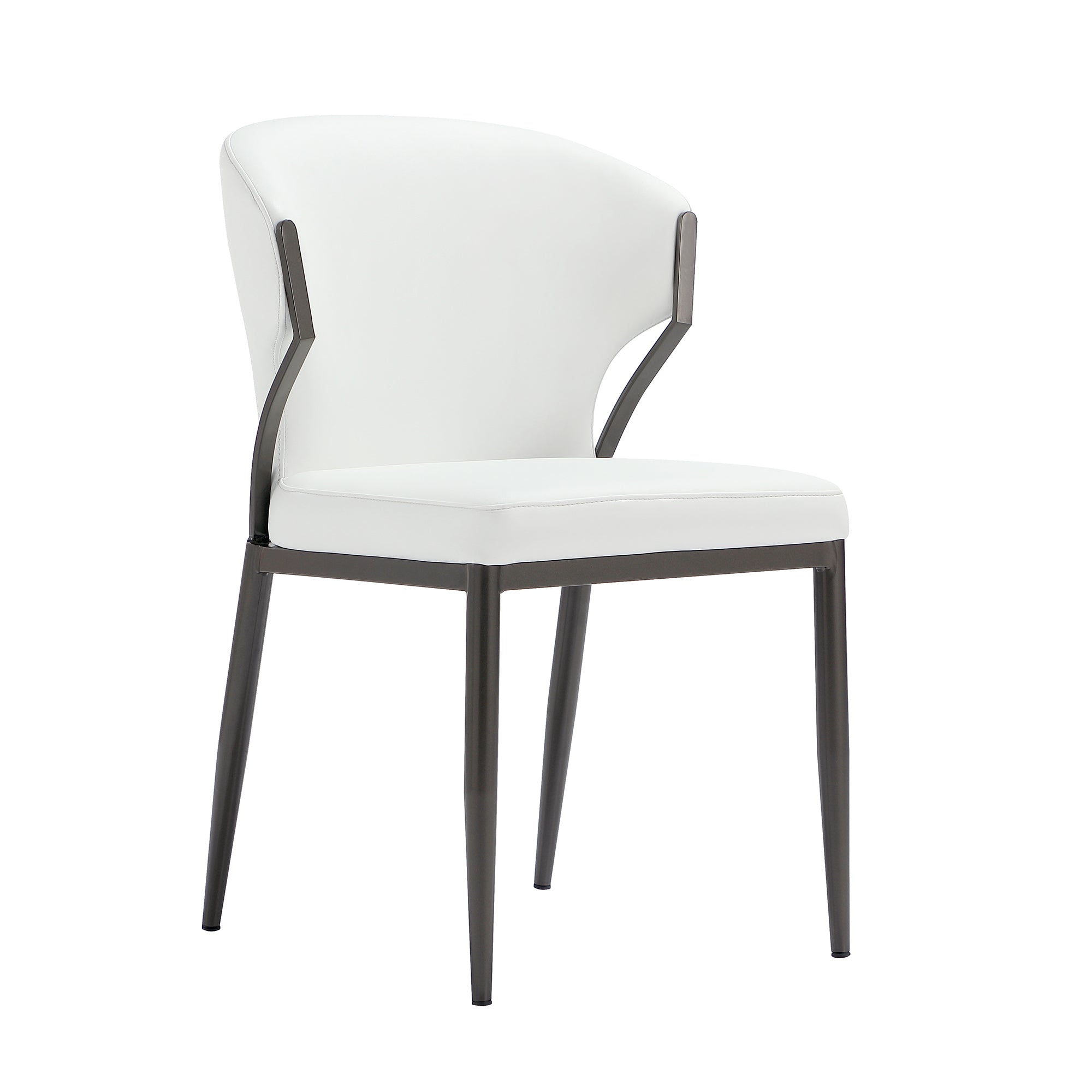 Alt View 2. Manhattan Comfort - Kirsten Modern Metal Vegan Leather Dining Chair - Set of 2 - White.