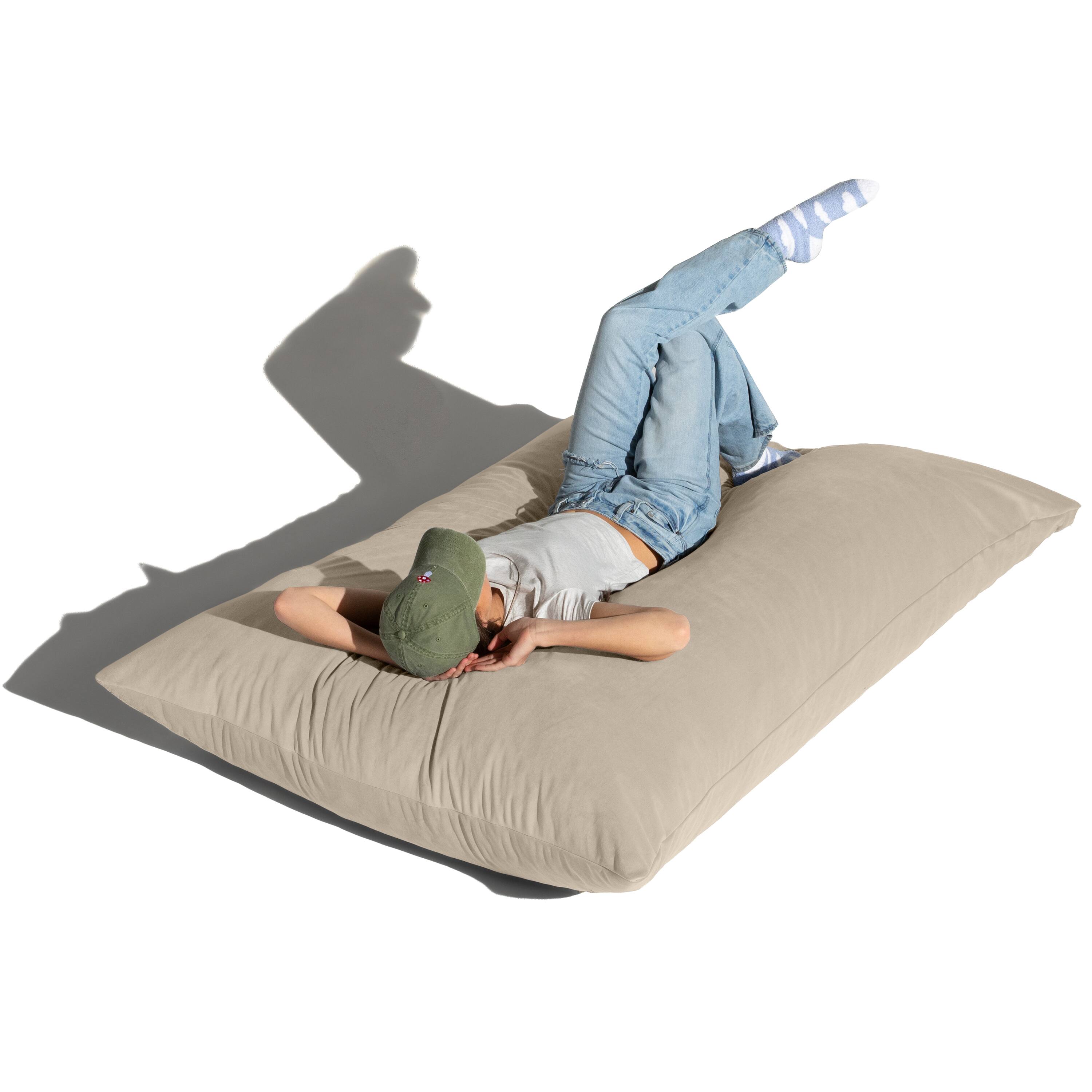 Left. Jaxx - Jaxx Pillow Saxx 5.5-Foot Décor Bean Bag Giant Floor Pillow Lounge, Lush Velvet Ivory - Lush Velvet Ivory.