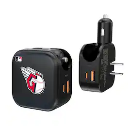 Keyscaper - Cleveland Guardians 2-in-1 USB A/C Charger - Black