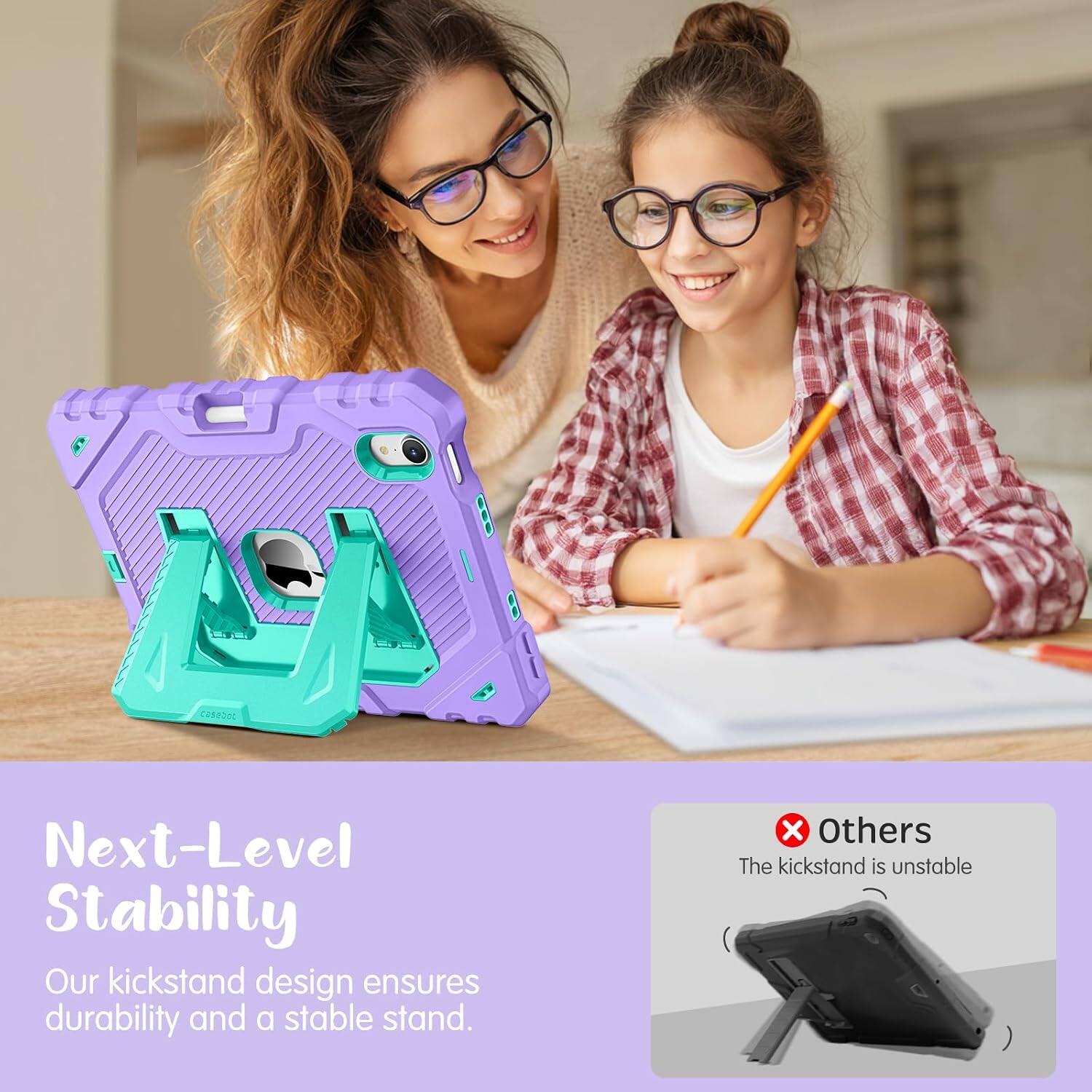 Next-Level Stability  
Our kickstand design ensures durability and a stable stand.  
Others  
The kickstand is unstable