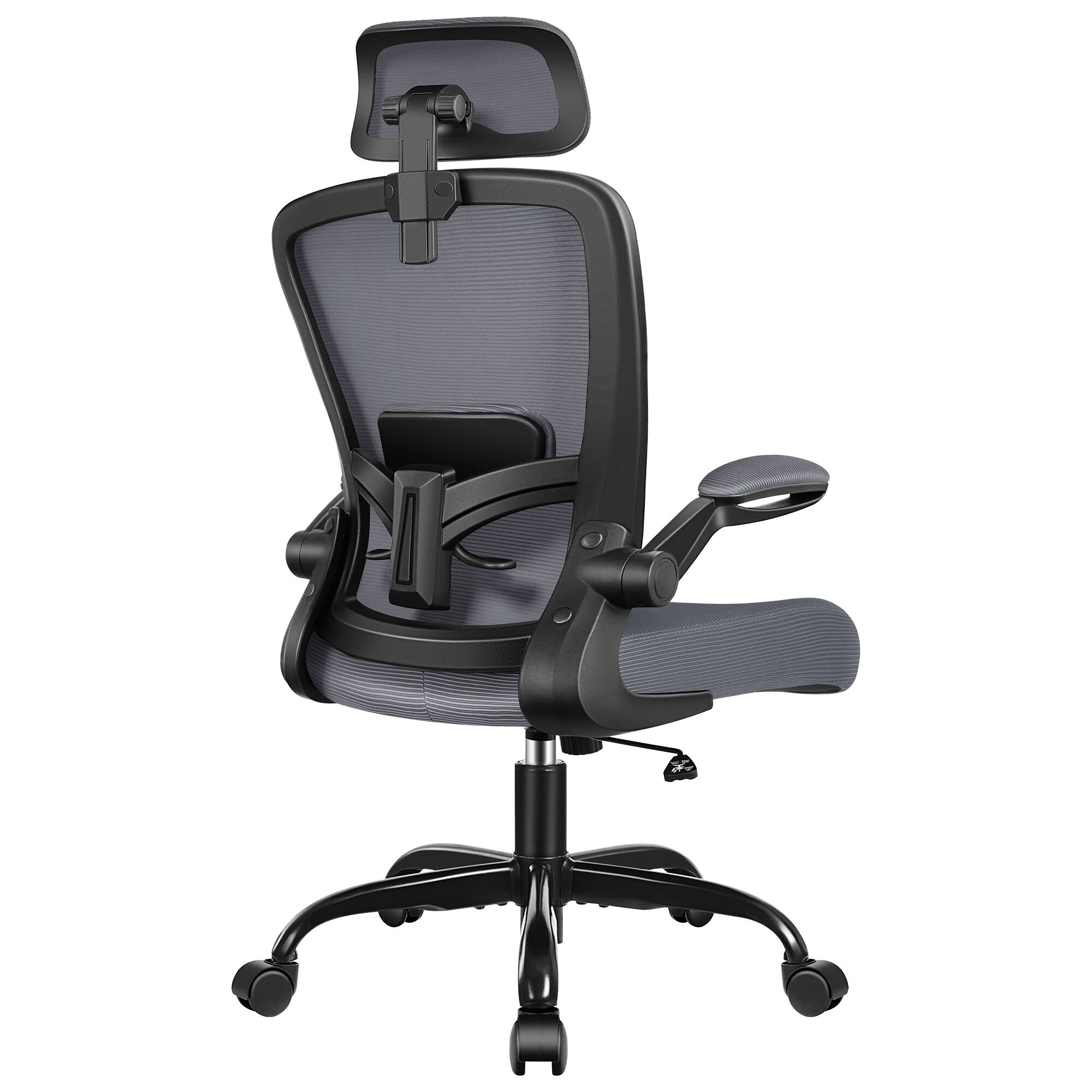 Alt View 4. KERDOM - Ergonomic High Back Office Chair, Computer Chair with Adjustable Height, Lumbar Support Home Office Swivel Gaming Chair - Dark Gray.