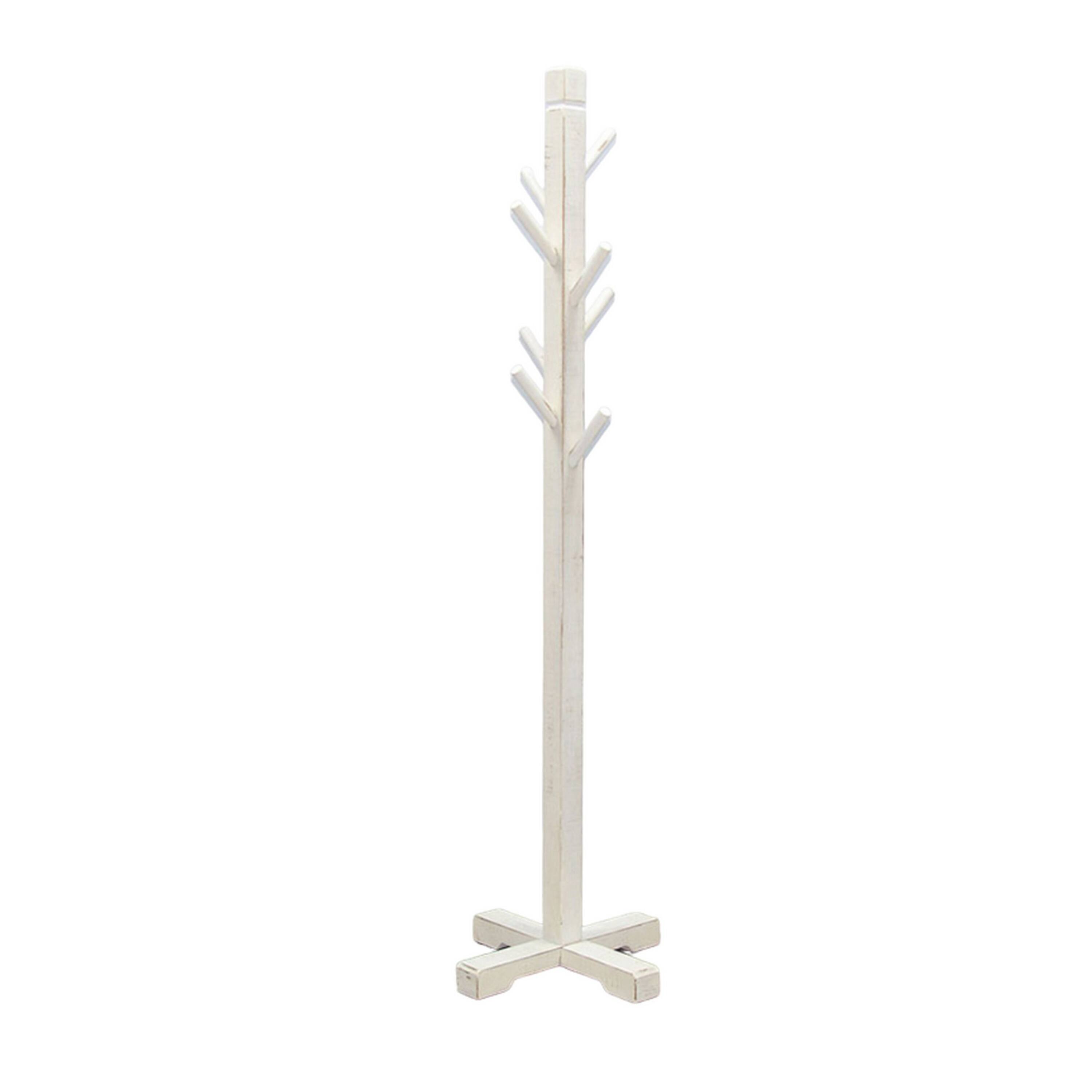 Back. Manhattan Lane - Rena Coat, Hat Rack Stand, 8 Wood Stems, 72 Inch Mahogany Wood - White.