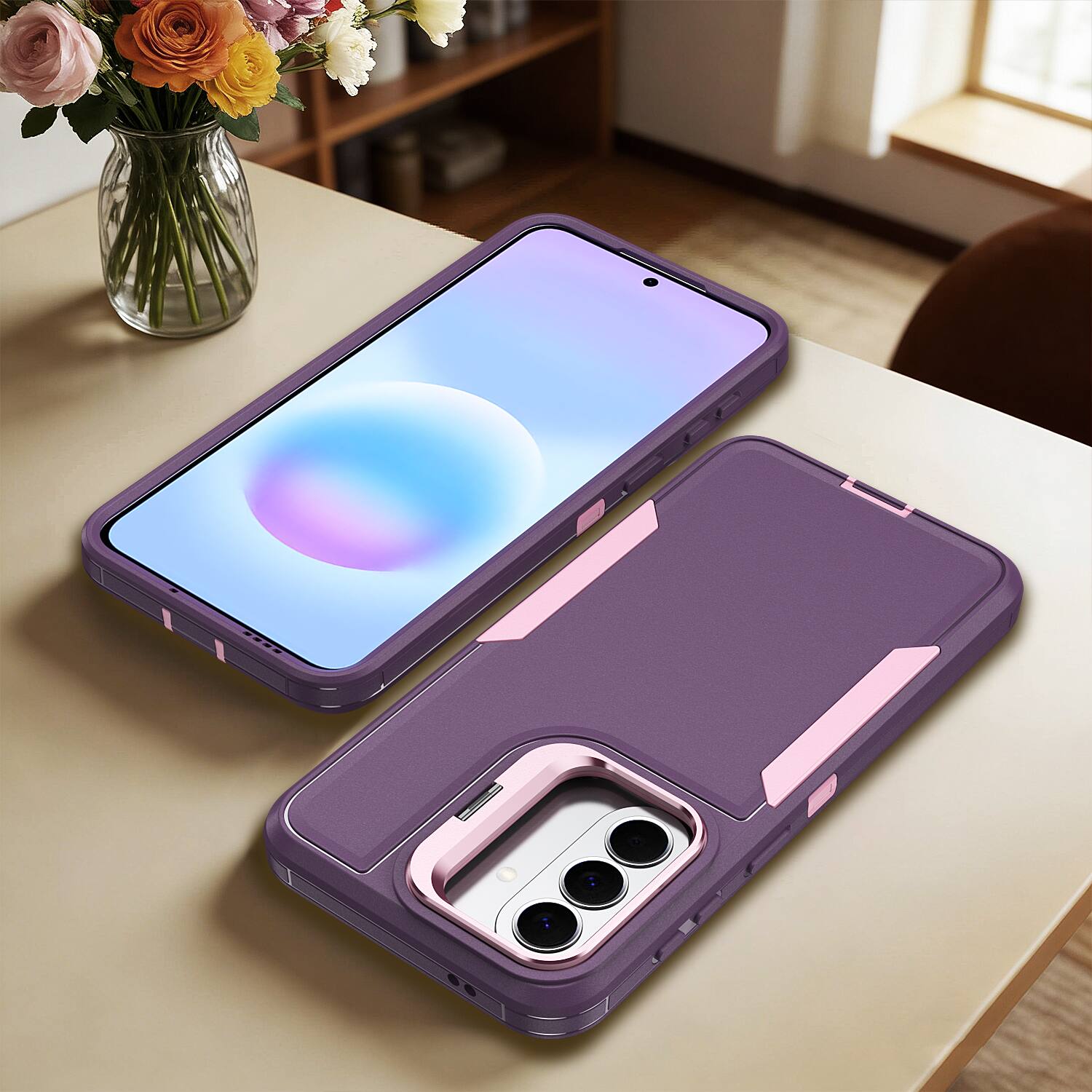 Alt View 4. UUCOVER - For Samsung Galaxy A17 5G A16/A26 Rugged Case with Lens Kickstand, Shockproof Dual Layer Cover Non-Slip Drop Protection - Purple.