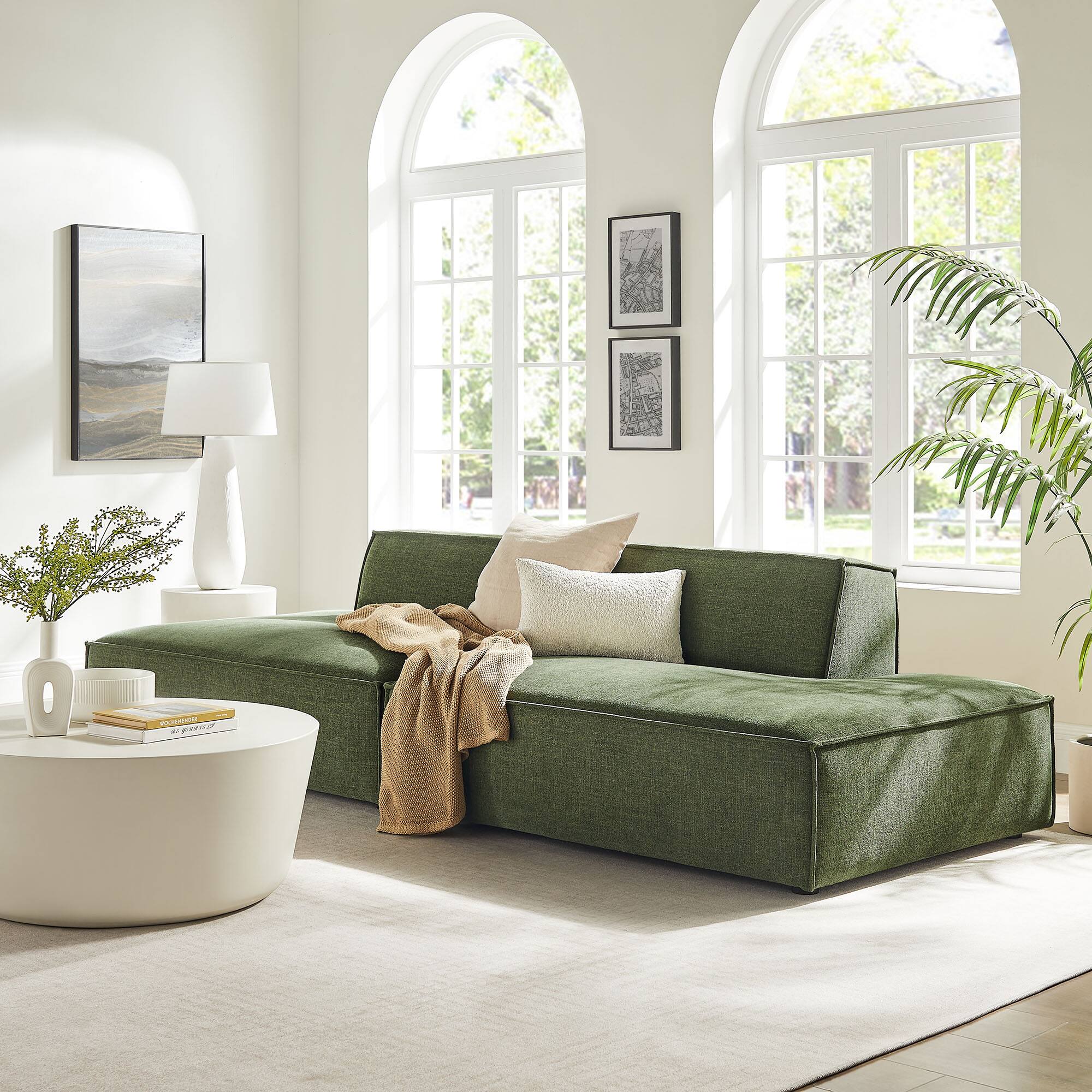 Alt View 7. Modway - Restore 2-Piece Performance Fabric Upholstered Modular Loveseat by Modway - Foliage.