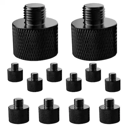 Front. 5 CORE - 5 Core Mic Stand Adapter 12 Pieces 5/8 Female to 3/8 Male Screw Thread Conversion Connector - Black.