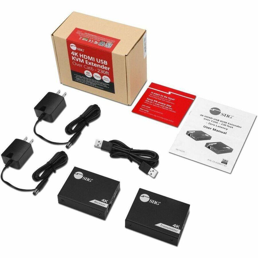 SEC SIIG 4K KVM HDMI USB Over Cat6 Extender  
4K HDMI USB KVM Extender Over Cat6 - 230ft (70m)  
Zero Latency  
User Manual  
4K HDMI USB KVM Extender  
Zero Latency  
It pays to be loyal!  
Save 5% every day  
4K HDMI USB KVM Extender Over Cat6 - 230ft (70m)  
Zero Latency  
User Manual