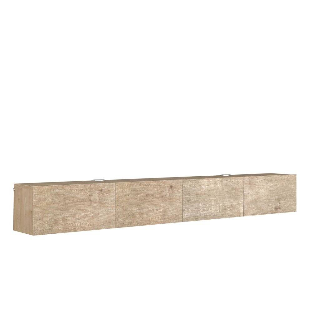 Alt View 1. Atelier Mobili - Floating TV Stand Wall Mounted, Natural Oak, Cable Management, 4 Doors - Brown.