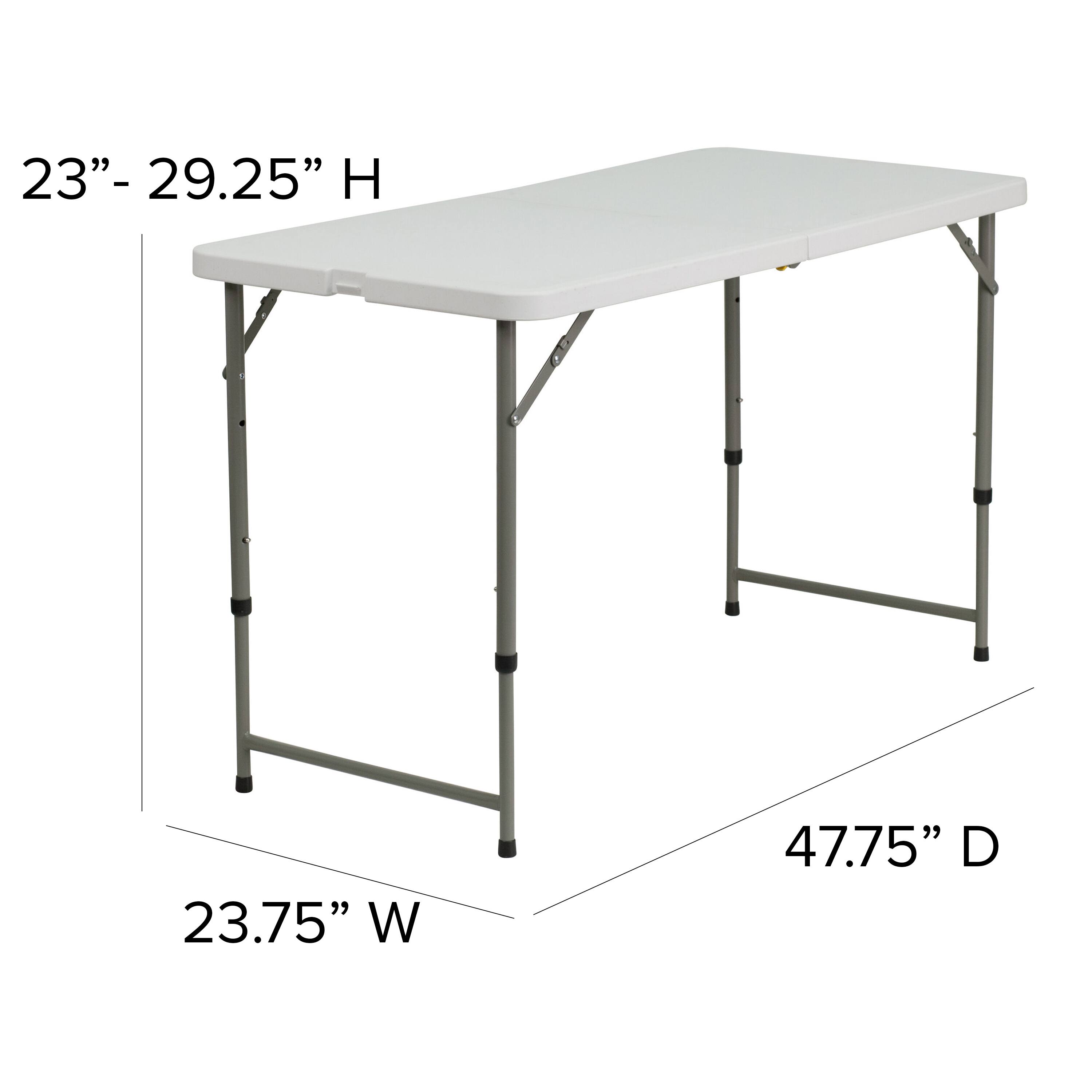 Alt View 12. Alamont Home - Elon 4-Foot Height Adjustable Bi-Fold White Plastic Folding Table w/ Handle - Granite White.