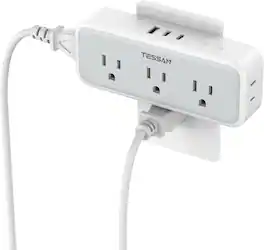 TESSAN - 5 AC Multi Plug Outlet Extender with 3 USB Ports(2 USB C),Electrical Power Expander with Surge Protector - Grey White