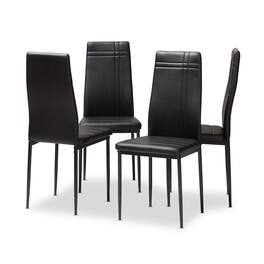 Baxton Studio - Set of 4 Matiese Modern and Contemporary Faux Leather Upholstered Dining Chairs - Black