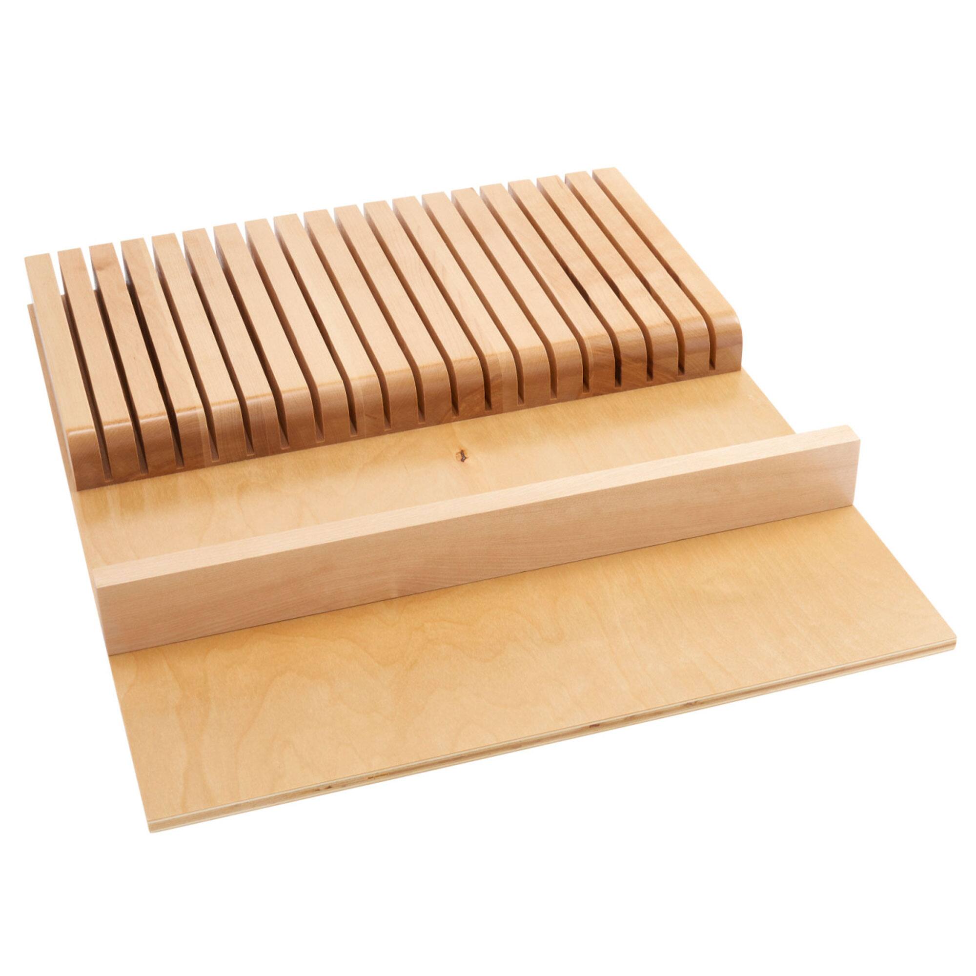 Front. Rev-A-Shelf - Rev-A-Shelf Trim to Fit Knife Block 19 Slot Drawer Organizer Insert, 4WKB-1 - Natural.