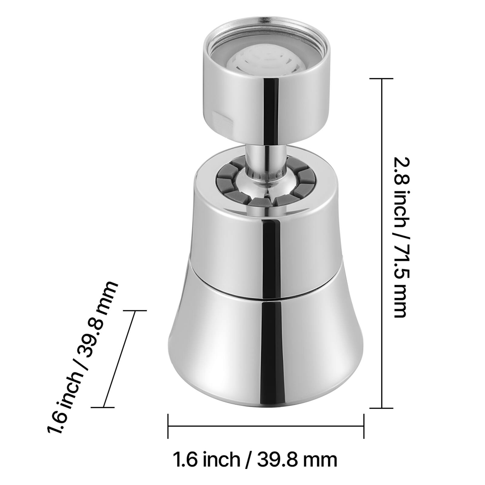 - 1.6 inch / 39.8 mm
- 2.8 inch / 71.5 mm