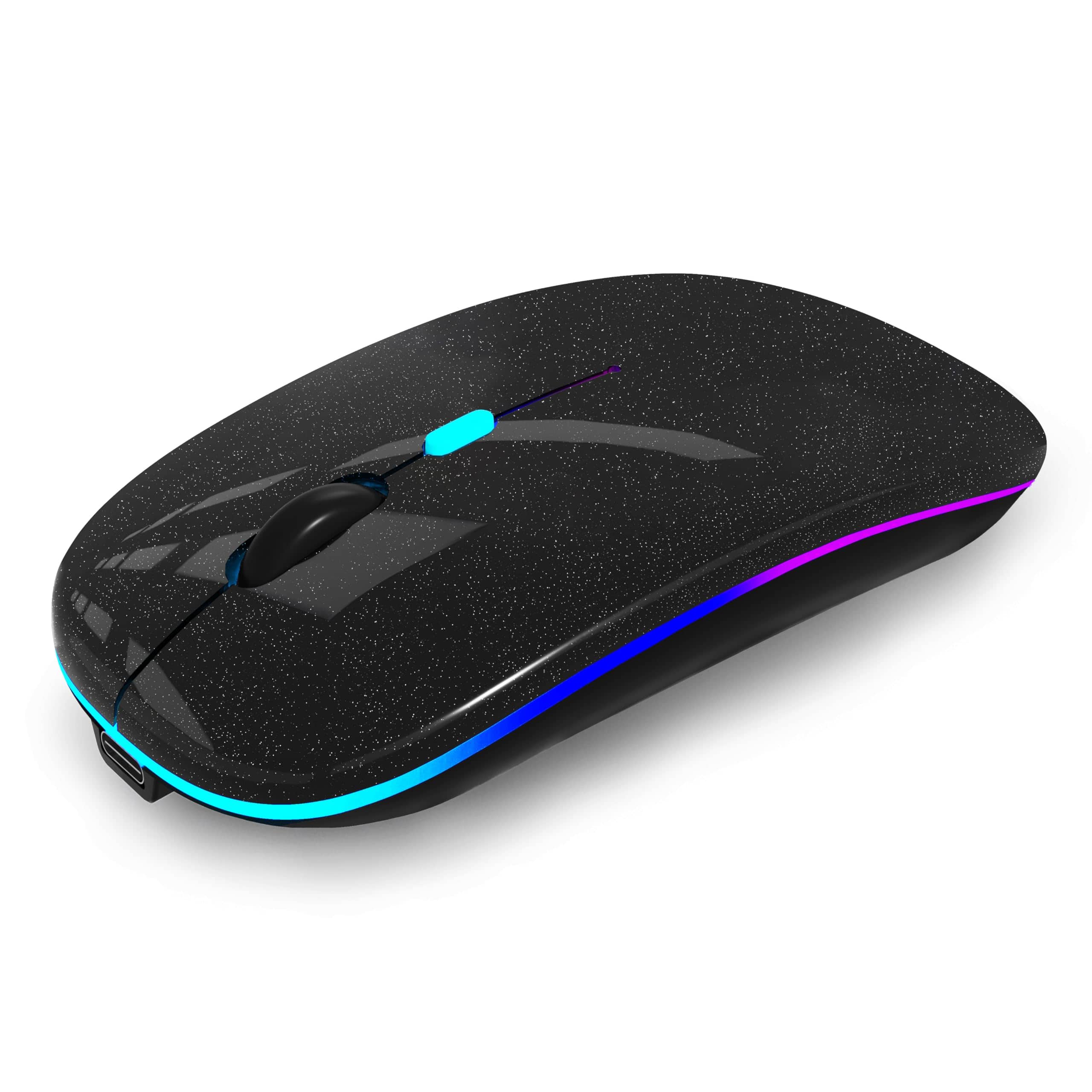 Comfort Essence - Wireless Mouse Rechargeable Laptop Mice With Led Lights Silent Slim Usedual Mode Computer For - Wireless - Black Pearl