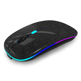 Comfort Essence - Wireless Mouse Rechargeable Laptop Mice With Led Lights Silent Slim Usedual Mode Computer For - Wireless - Black Pearl
