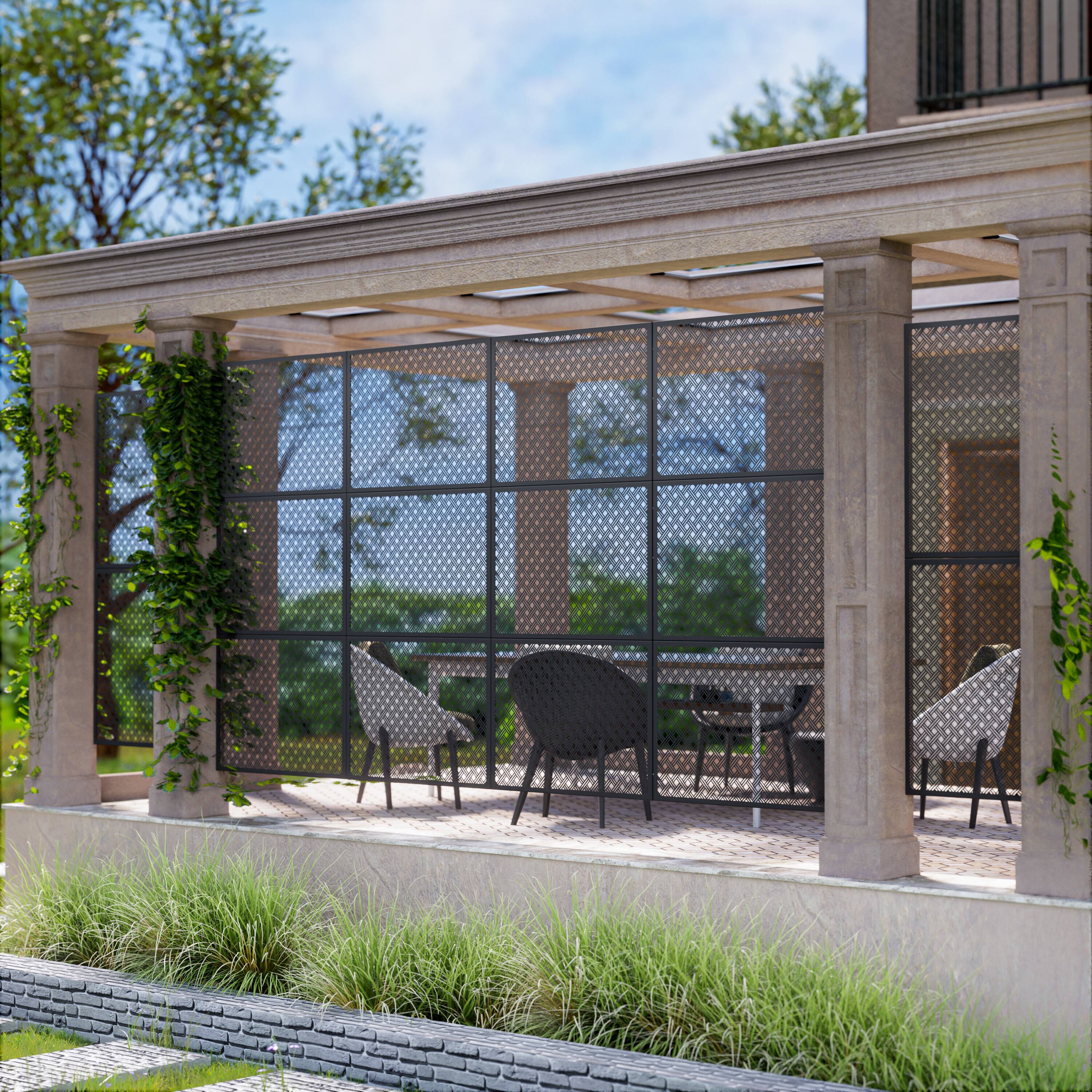 Alt View 1. Lirago - 72 in. Galvanized Metal Outdoor Privacy Screens Garden Outdoor Fence - Black.